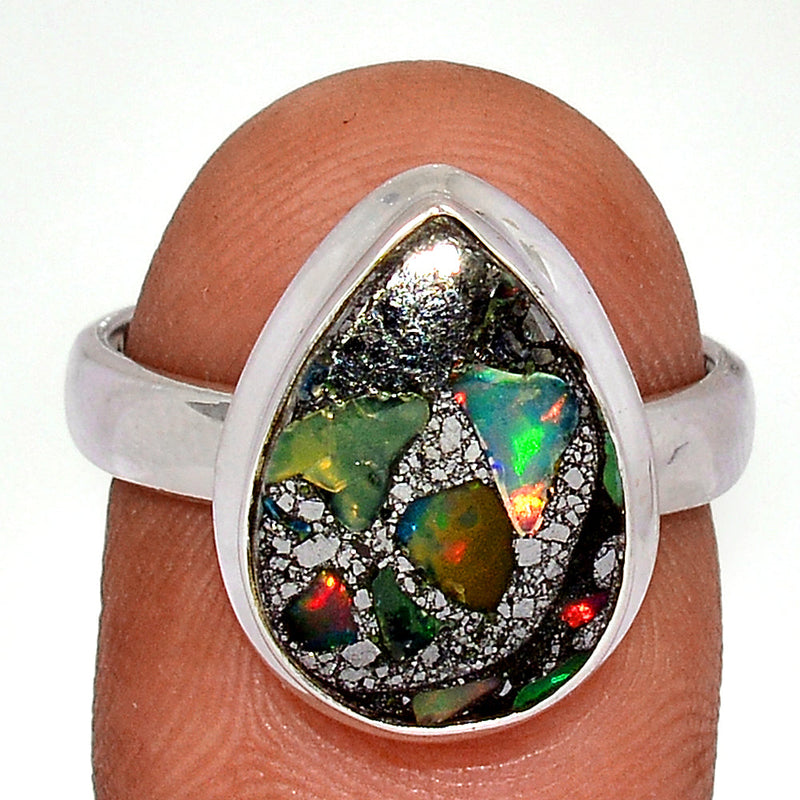 Ethiopian Opal In Pyrite Ring - EOPR48