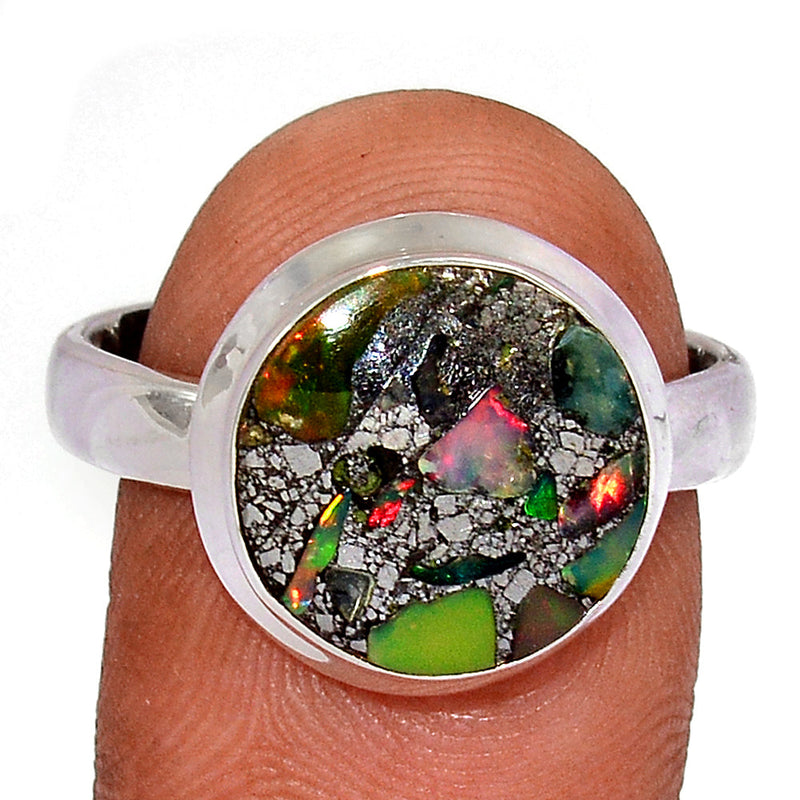 Ethiopian Opal In Pyrite Ring - EOPR49