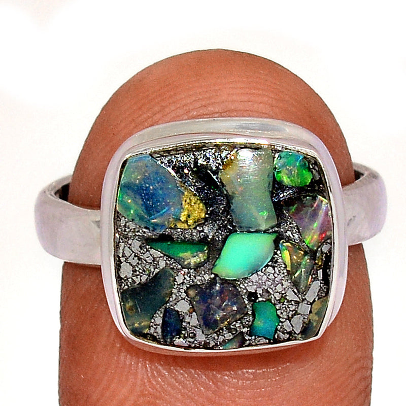 Ethiopian Opal In Pyrite Ring - EOPR51