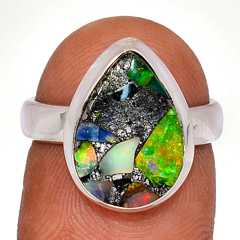Ethiopian Opal In Pyrite Ring - EOPR54