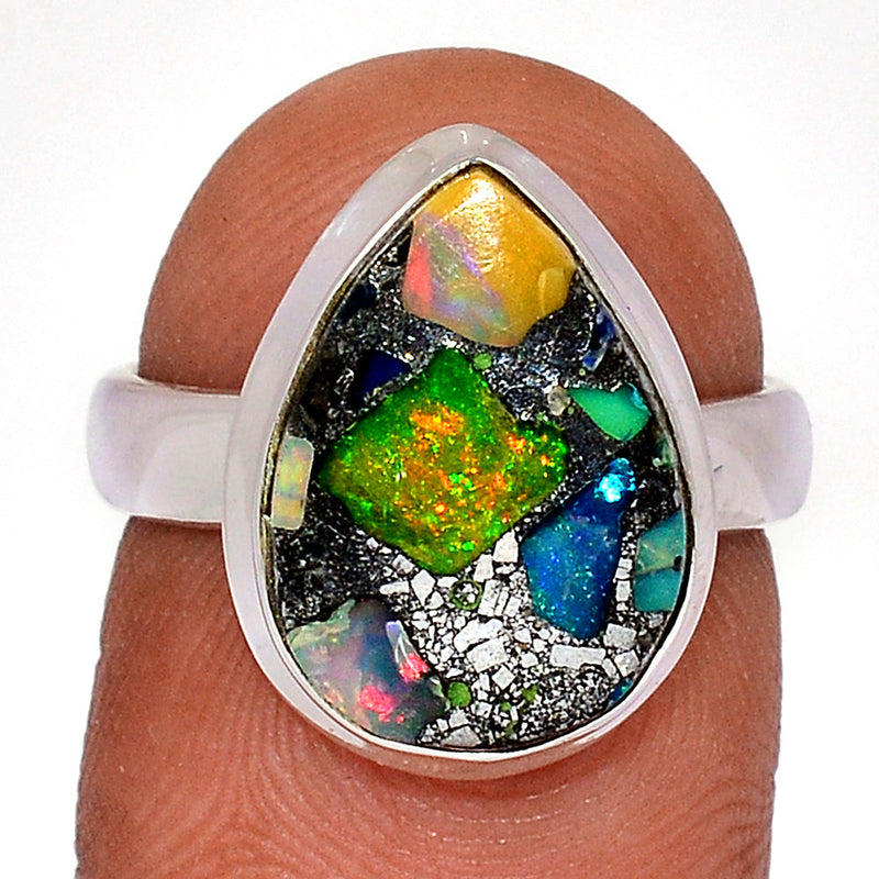 Ethiopian Opal In Pyrite Ring - EOPR59