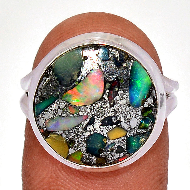 Ethiopian Opal In Pyrite Ring - EOPR65