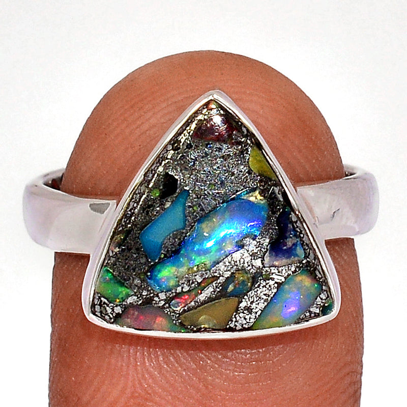Ethiopian Opal In Pyrite Ring - EOPR66