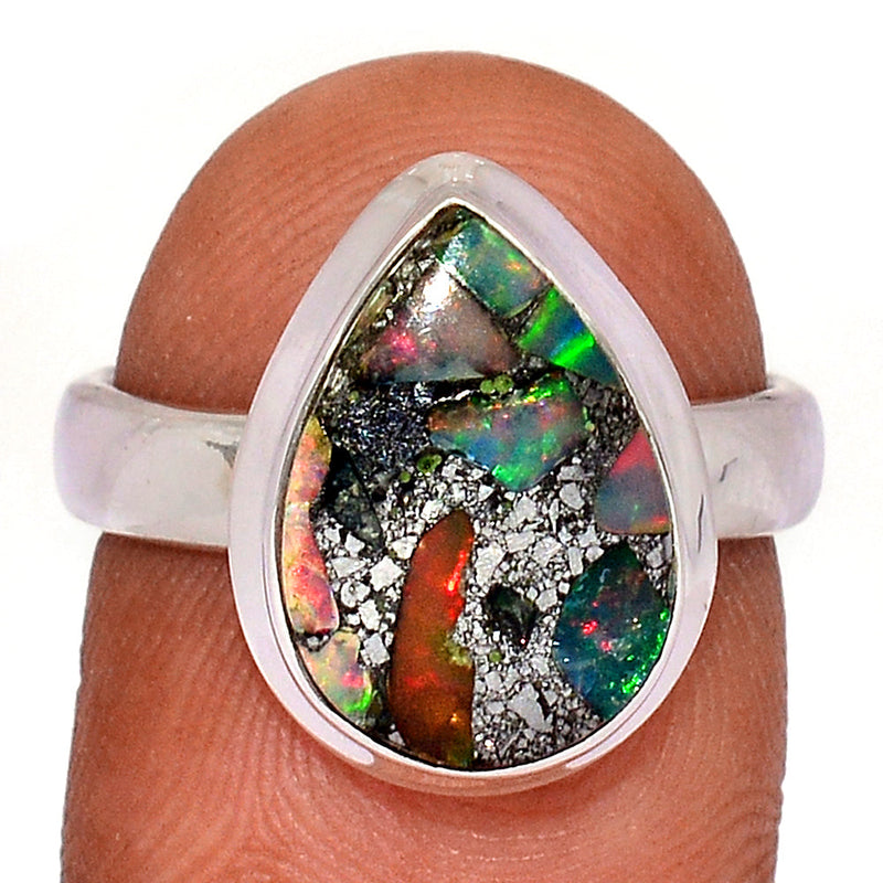 Ethiopian Opal In Pyrite Ring - EOPR70