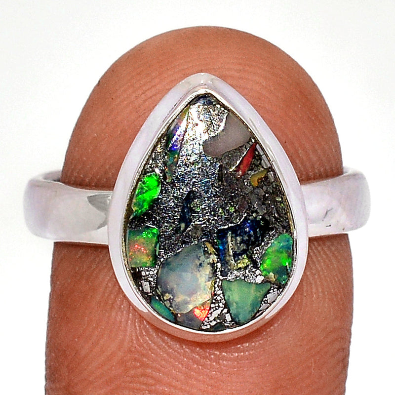 Ethiopian Opal In Pyrite Ring - EOPR72