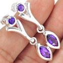 5*10 MM Marquise & 4*4 MM Round - Amethyst Faceted Earrings - ER2152A