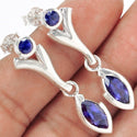 5*10 MM Marquise & 4*4 MM Round - Iolite Earrings - ER2152I