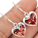 3*6 MM Marquise - Heart - Garnet Faceted Earrings - ER2153G