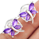 4*8, 3*6 MM Marquise - Butterfly - Amethyst Faceted Earrings - ER2155A