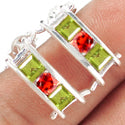 4*4 MM Square & Round - Peridot With Garnet Earrings - ER2156PWG