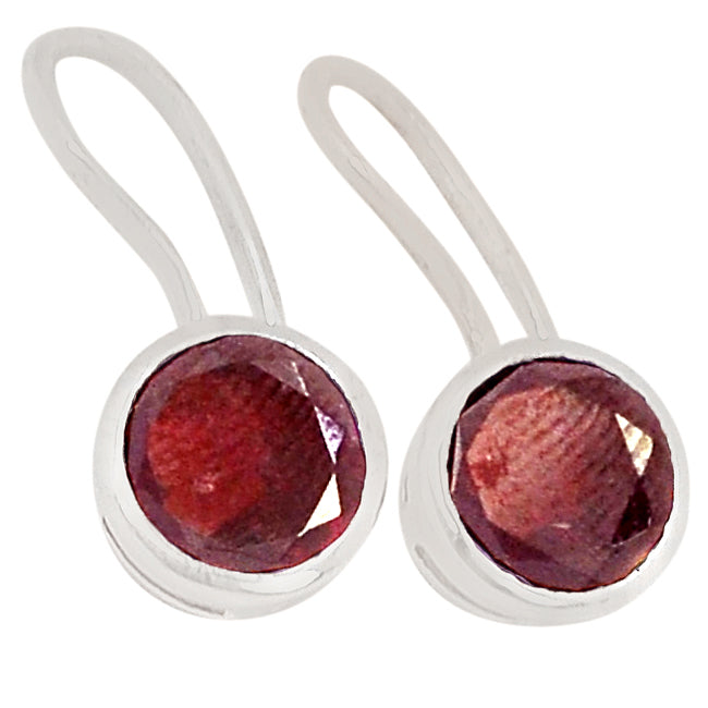 8*8 MM Round - Garnet Faceted Earrings - ER2163G