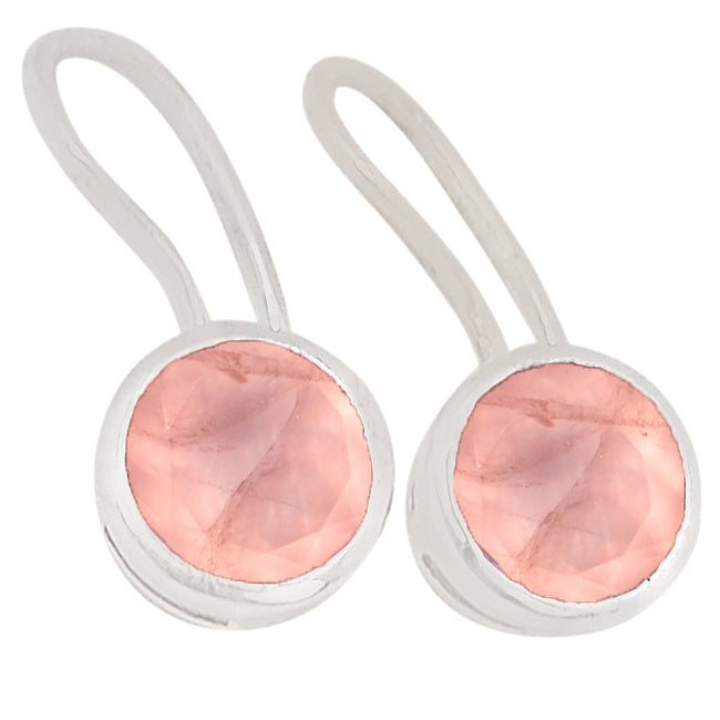 8*8 MM Round - Rose Quartz Faceted Earrings - ER2163RQ