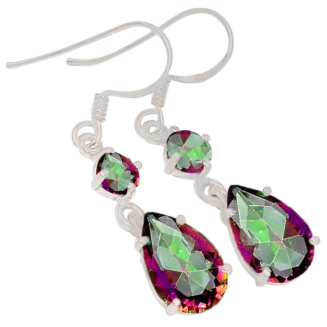 12*8 MM Pear & 5*5 MM Round - Rainbow Topaz Earrings - ER2164MT