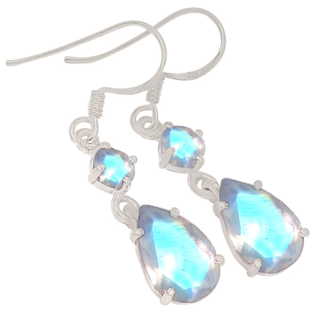 12*8 MM Pear & 5*5 MM Round - Moonstone Faceted Earrings - ER2164RM