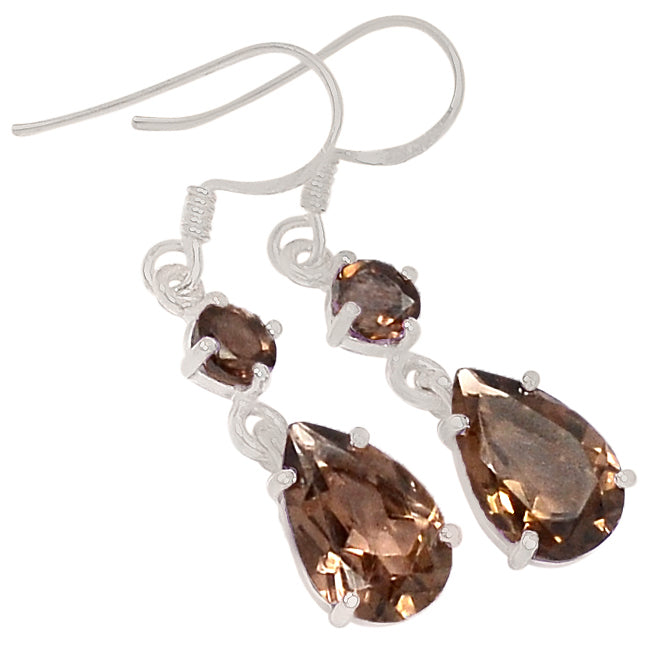 12*8 MM Pear & 5*5 MM Round - Smokey Quartz Earrings - ER2164SQ