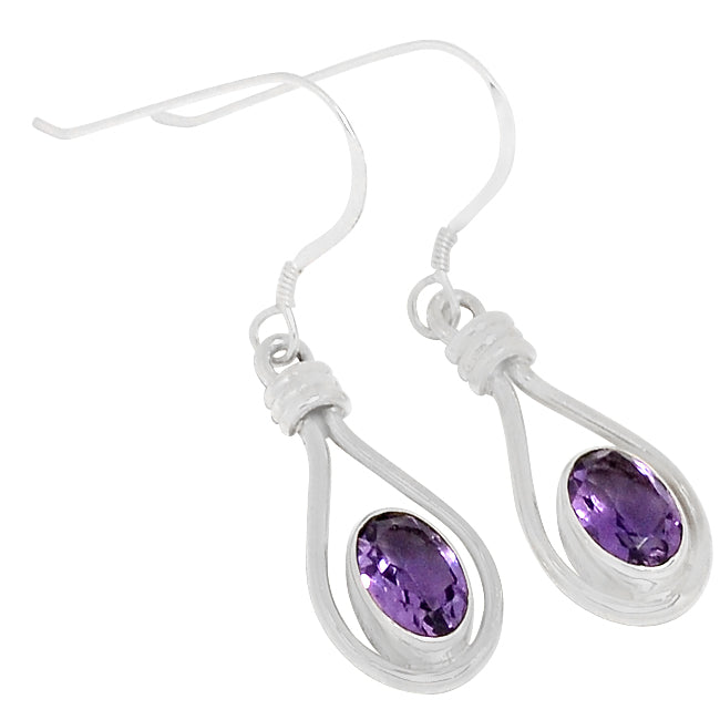 6*8 MM Oval - Amethyst Faceted Earrings - ER2171A