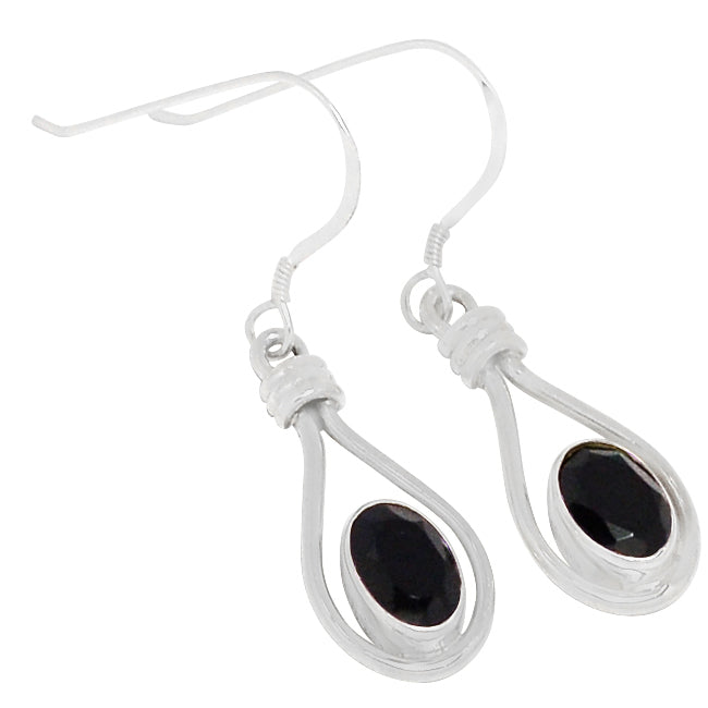 6*8 MM Oval - Black Onyx Faceted Earrings - ER2171BO