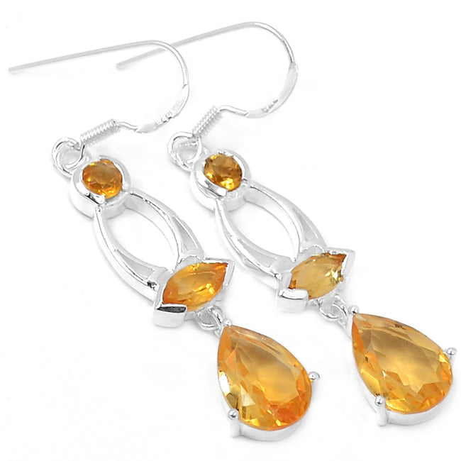 6*9 MM Pear, 3*3 MM Round & 3*6 MM Marquise - Citrine Earrings - ER2188C
