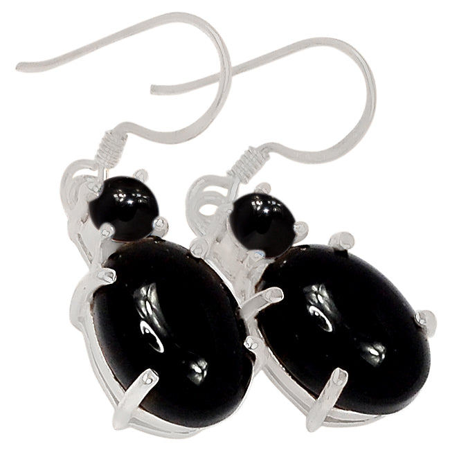 10*14 MM Oval & 5*5 MM Round - Black Onyx Earrings - ER2190BOWBO