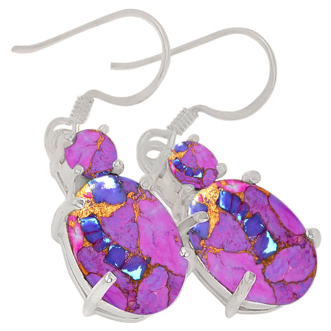 10*14 MM Oval & 5*5 MM Round - Purple Copper Turquoise Earrings - ER2190PC