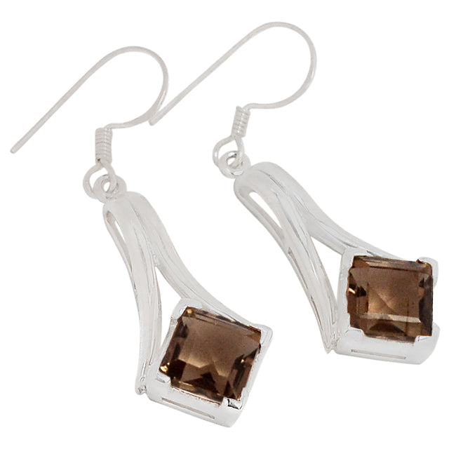 8*8 MM Square - Smokey Quartz Earrings - ER2192SQ