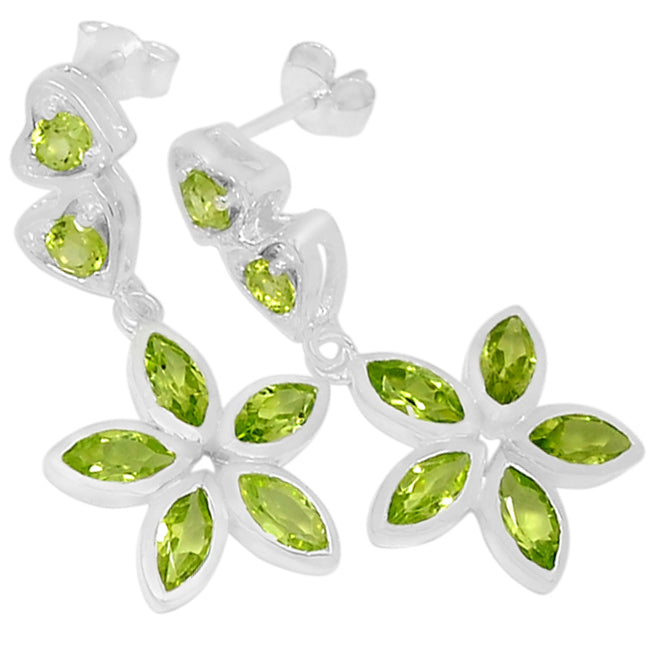 3*6 MM Marquise & 3*3 MM Round - Peridot Earrings - ER2199P