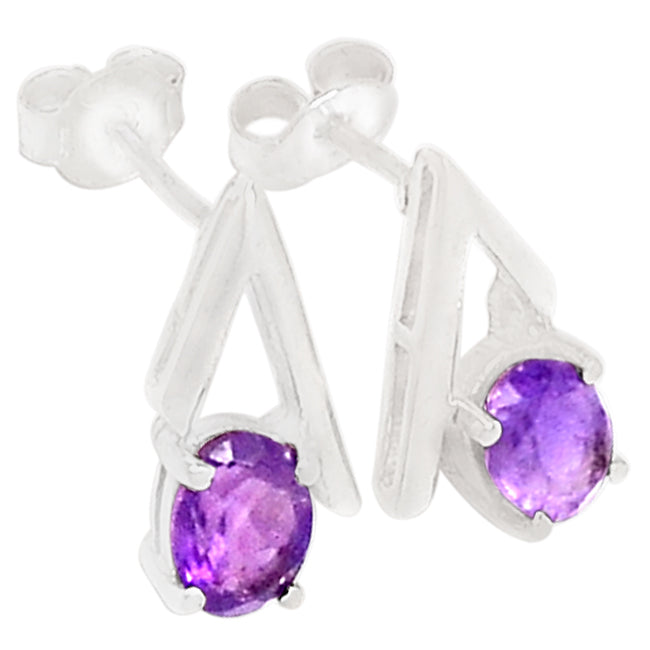 5*7 MM Oval - Amethyst Faceted Earrings - ER2204A