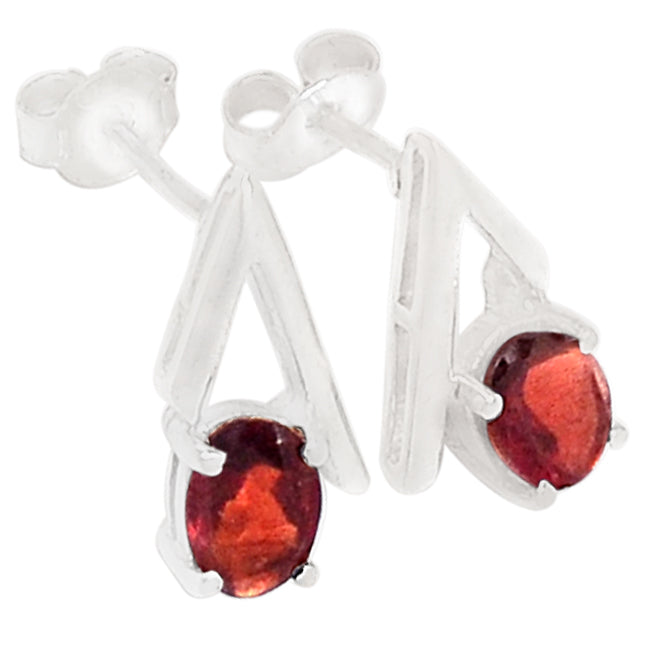 5*7 MM Oval - Garnet Faceted Earrings - ER2204G