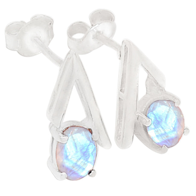 5*7 MM Oval - Rainbow Moonstone Earrings - ER2204RM