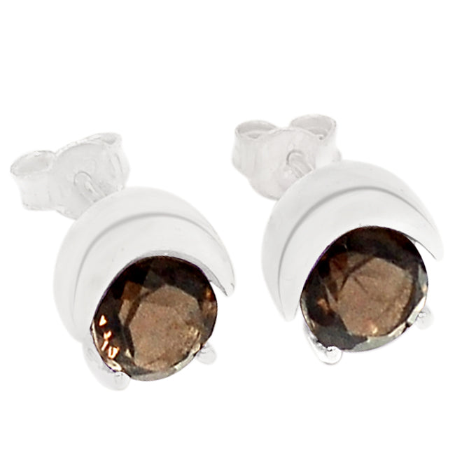 7*7 MM Round - Smokey Quartz Earrings - ER2210SQ