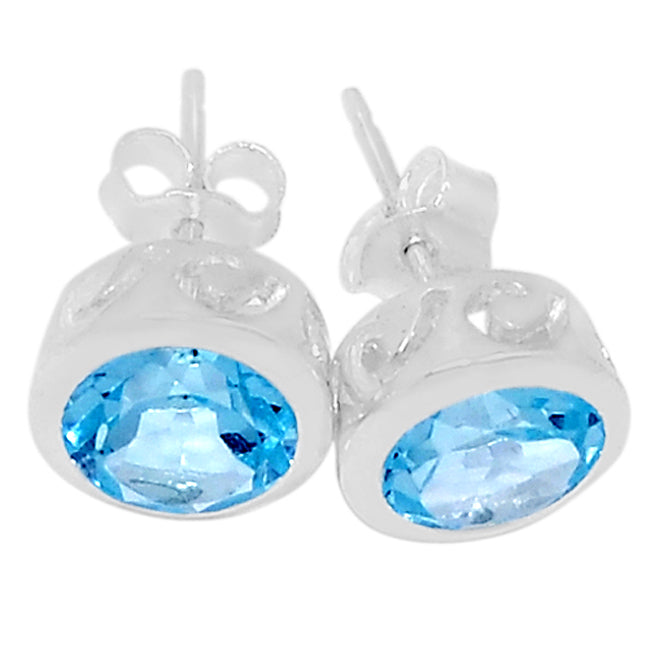 7*7 MM Round - Blue Topaz Earrings - ER2220BT