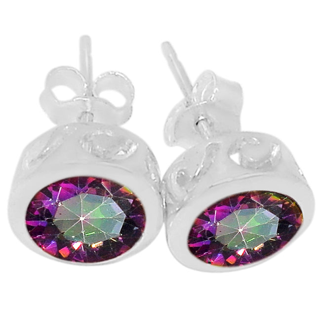 7*7 MM Round - Rainbow Topaz Earrings - ER2220MT