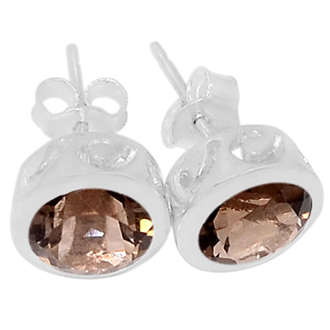 7*7 MM Round - Smokey Quartz Earrings - ER2220SQ