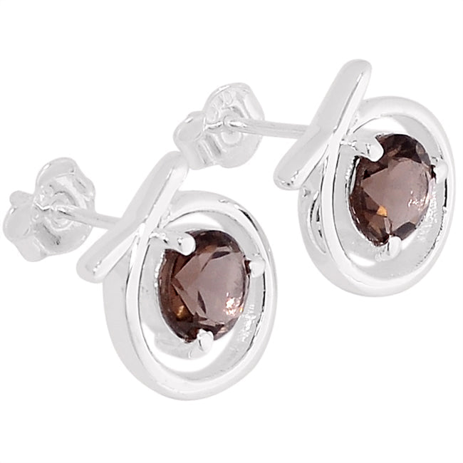7 MM Round - Smokey Quartz Earrings - ER2225SQ