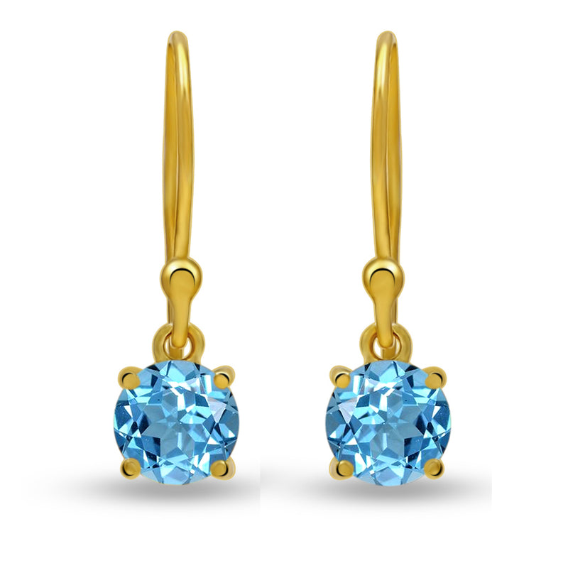 5*5 MM Round - 18k Gold Vermeil - Blue Topaz Earrings - ESBC401G-BT Catalogue