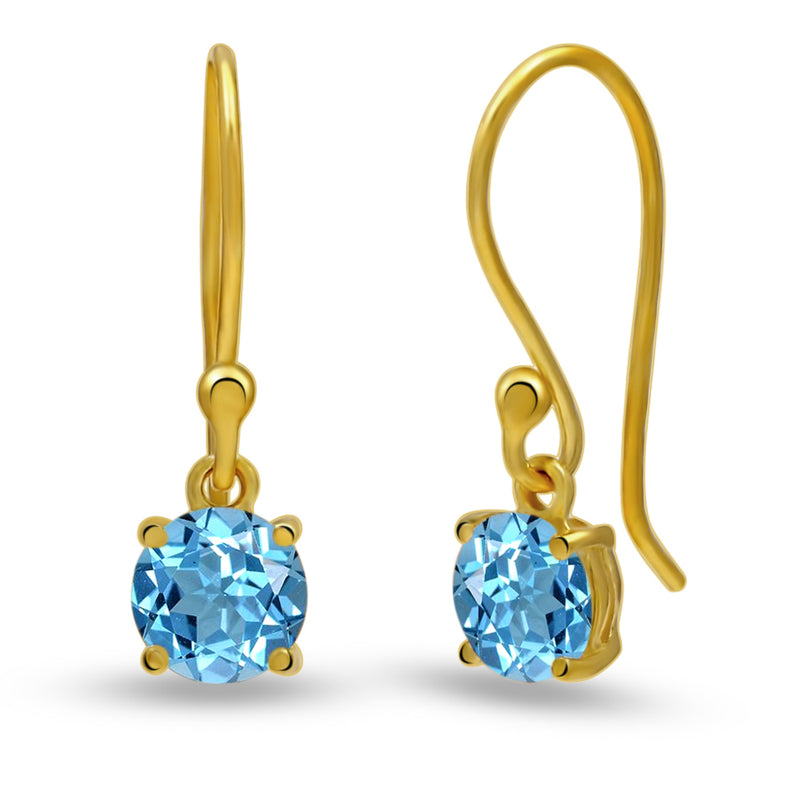 5*5 MM Round - 18k Gold Vermeil - Blue Topaz Earrings - ESBC401G-BT Catalogue