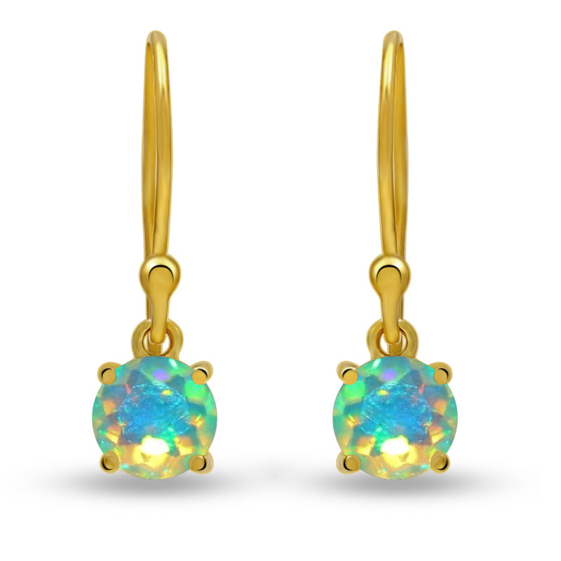 5*5 MM Round - 18k Gold Vermeil - Ethiopian Opal Faceted Earrings - ESBC401G-EOF Catalogue