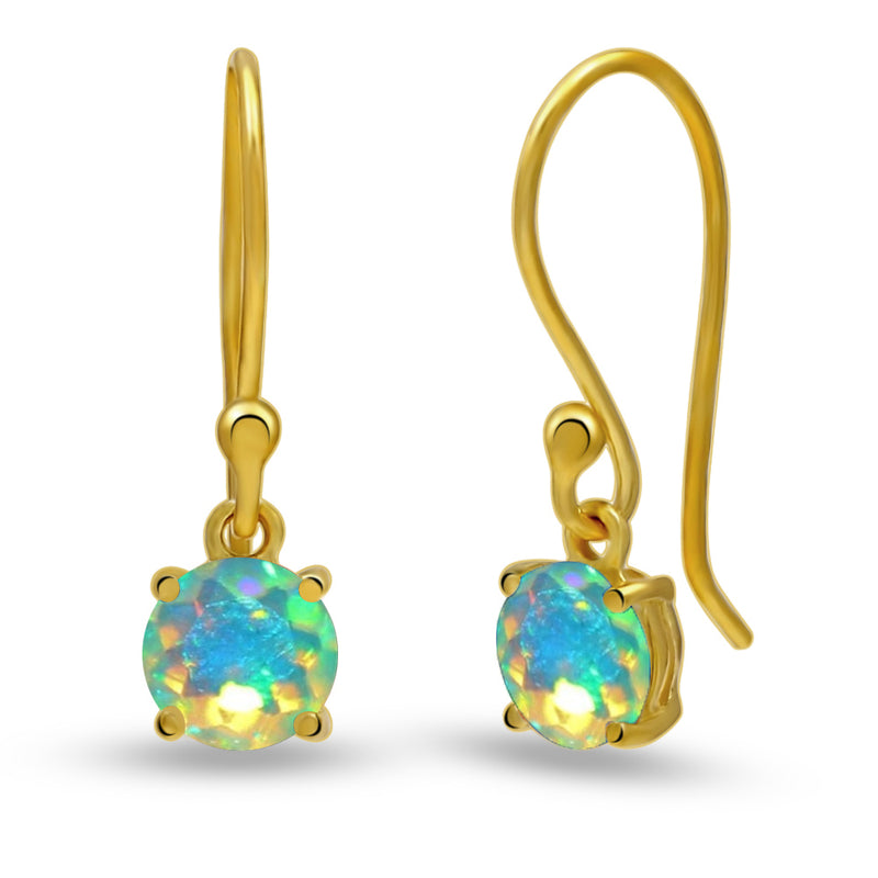 5*5 MM Round - 18k Gold Vermeil - Ethiopian Opal Faceted Earrings - ESBC401G-EOF Catalogue