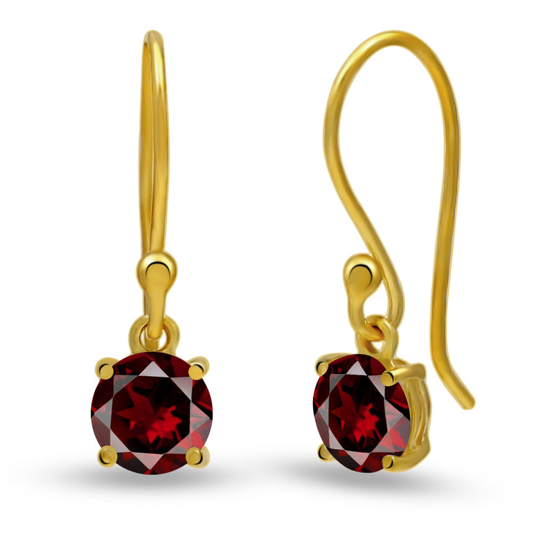 5*5 MM Round - 18k Gold Vermeil - Garnet Faceted Earrings - ESBC401G-G Catalogue