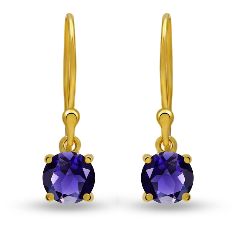 5*5 MM Round - 18k Gold Vermeil - Iolite Earrings - ESBC401G-I Catalogue