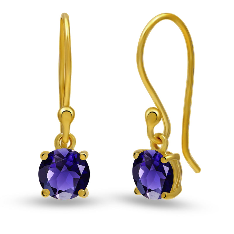 5*5 MM Round - 18k Gold Vermeil - Iolite Earrings - ESBC401G-I Catalogue