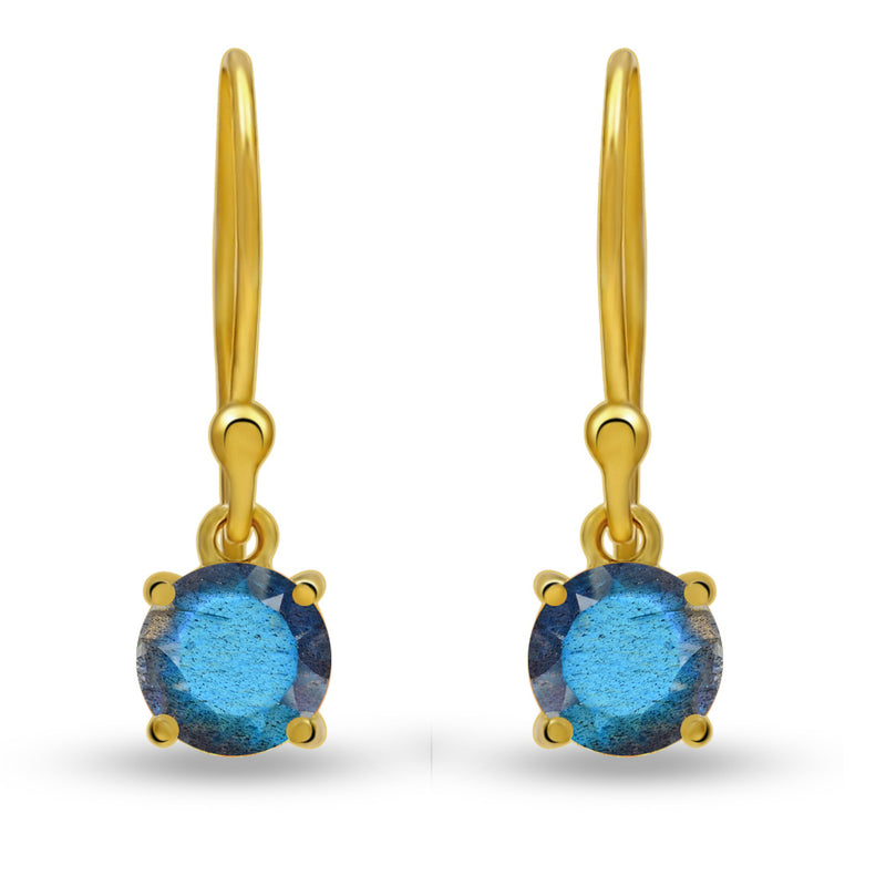 5*5 MM Round - 18k Gold Vermeil - Labradorite Faceted Earrings - ESBC401G-LBF Catalogue