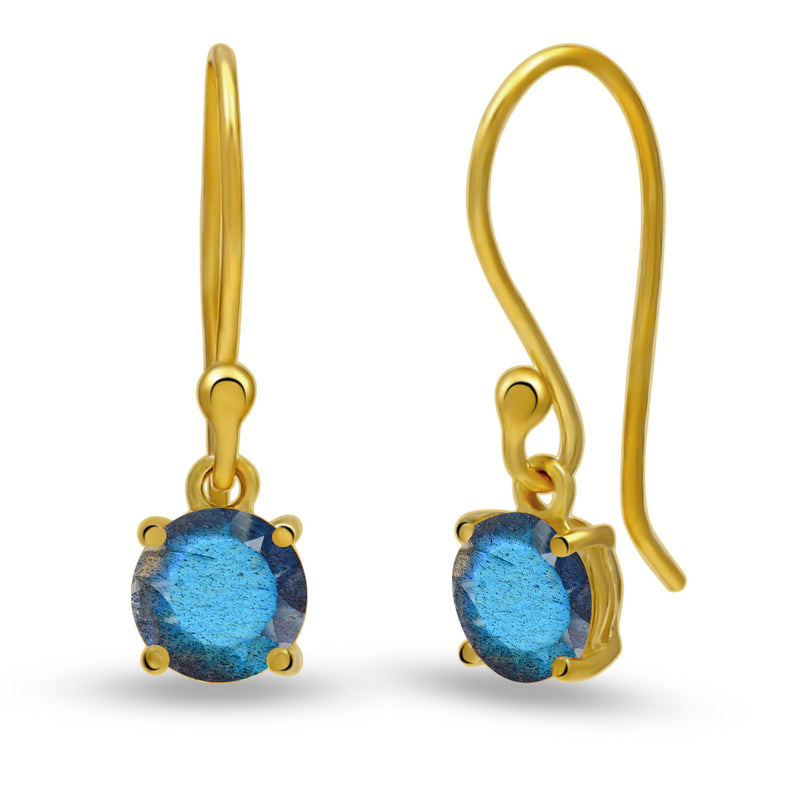 5*5 MM Round - 18k Gold Vermeil - Labradorite Faceted Earrings - ESBC401G-LBF Catalogue