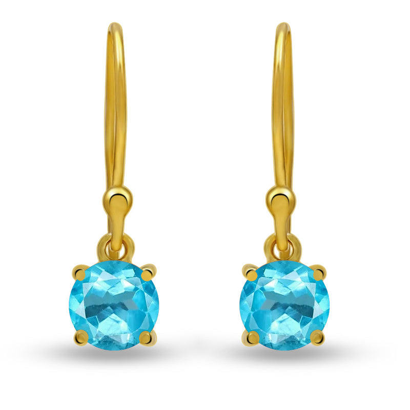 5*5 MM Round - 18k Gold Vermeil - Neon Blue Apatite Faceted Earrings - ESBC401G-NBF Catalogue