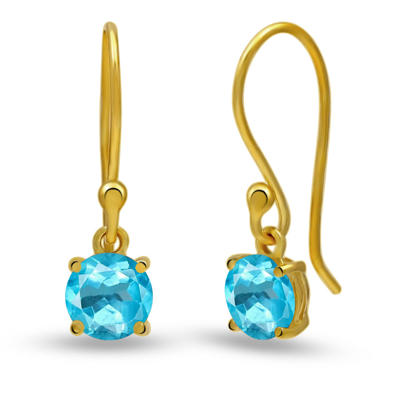 5*5 MM Round - 18k Gold Vermeil - Neon Blue Apatite Faceted Earrings - ESBC401G-NBF Catalogue