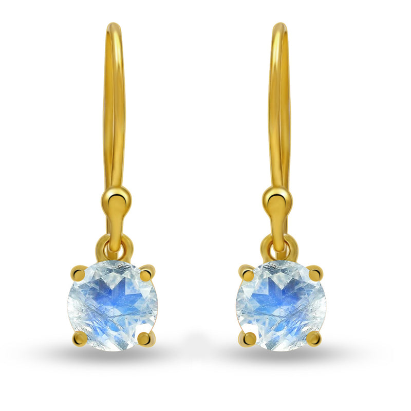 5*5 MM Round - 18k Gold Vermeil - Rainbow Moonstone Faceted Earrings - ESBC401G-RMF Catalogue