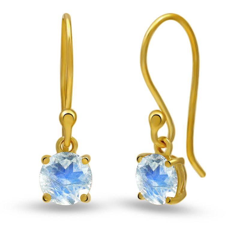 5*5 MM Round - 18k Gold Vermeil - Rainbow Moonstone Faceted Earrings - ESBC401G-RMF Catalogue