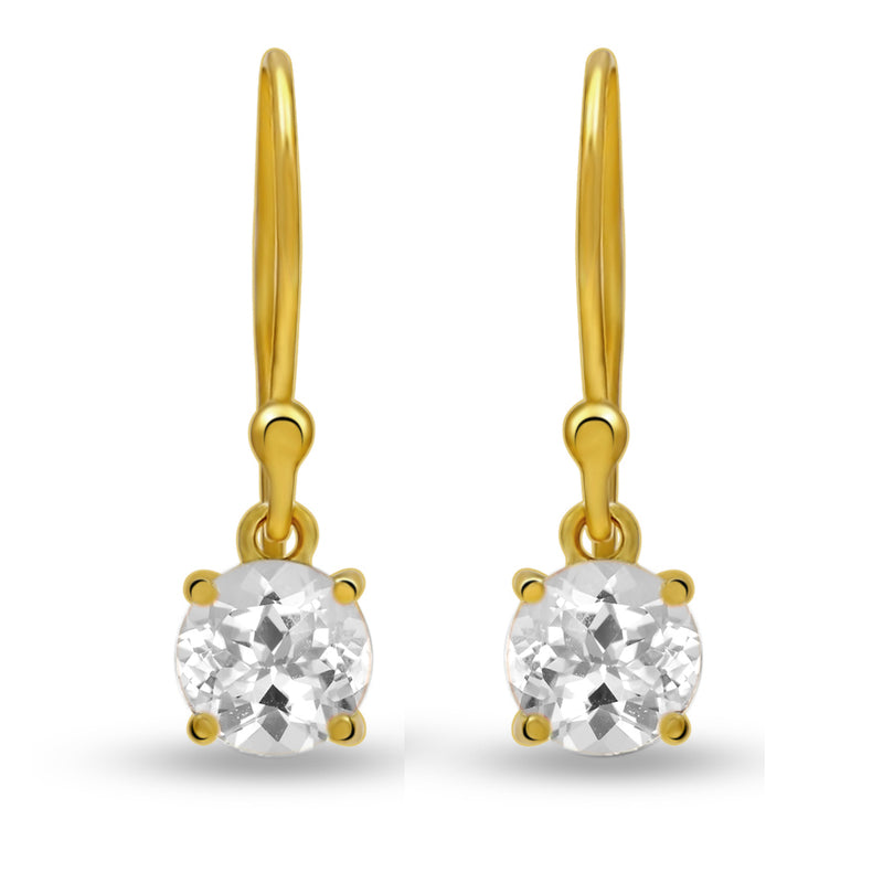 5*5 MM Round - 18k Gold Vermeil - White Topaz Earrings - ESBC401G-WT Catalogue
