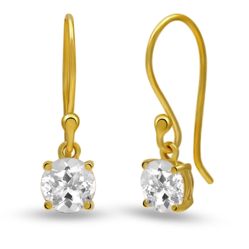 5*5 MM Round - 18k Gold Vermeil - White Topaz Earrings - ESBC401G-WT Catalogue