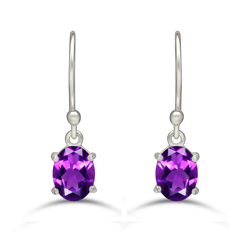7*5 MM Oval - Amethyst Faceted Earrings - ESBC406-A Catalogue
